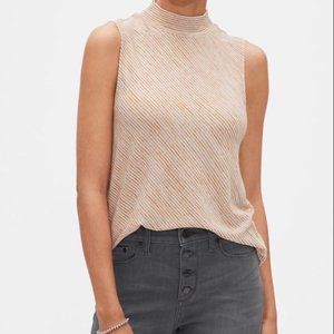 Banana Republic Striped Mock Neck Sleeveless Top S